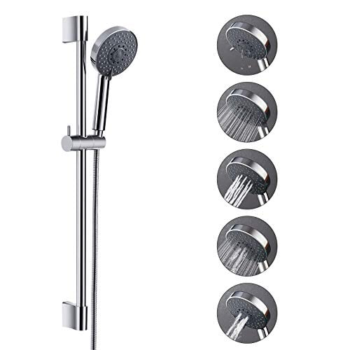 KES Five Function Massaging Hand Shower Head with Adjustable Slide Bar Polished Chrome F200-CH+KP501B-CH KES Five Function Massaging Hand Shower Head with Adjustable Slide Bar Polished Chrome F200-CH+KP501B-CH
